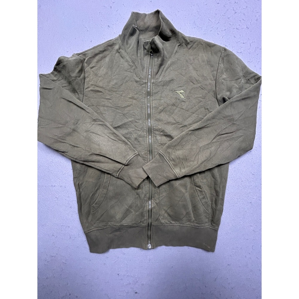 Diadora Track Jacket Cotton Blend Olive Green Small US Mens